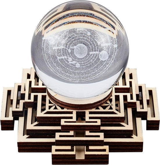 Display Stand per Sfera di Cristallo in Legno - Rastrello per Bambù e Cristalli - Base in Legno per Supporto e Decorazione - Geometria Sacra per Meditazione e Chakra - Arte Spirituale e Decorazione per Yoga e Magia - modello 1 - modello 2.