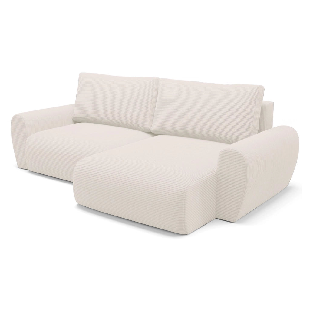 Paullo, Divano Letto con Penisola Contenitore, 253x153 cm Bianco Crema
