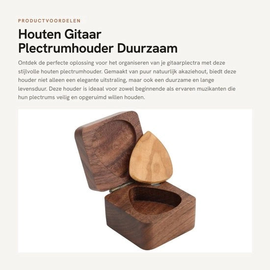 Houder per plettro in legno - Scatola di conservazione per plettri per chitarra - In legno di acacia duraturo - Antiscivolo - Protezione efficace - Lunga durata - Scatola per plettri