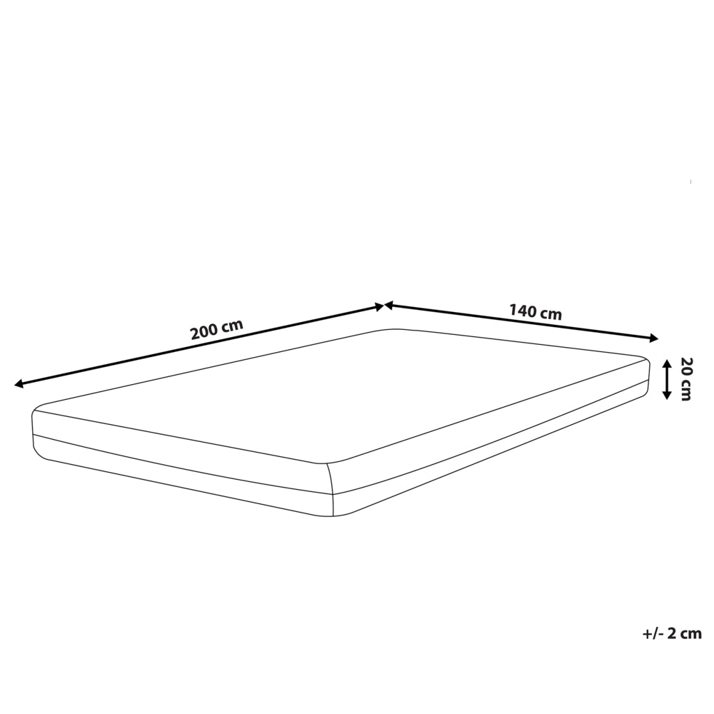 Materasso in Memory Foam Bianco con Tessuto Grigio Duro 140 x 200 cm
