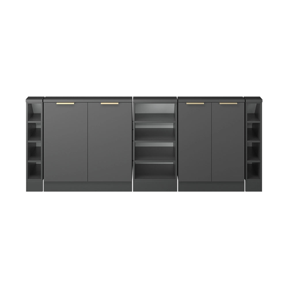 Set di mobili sottotetto Rion Antracite-oro/Antracite 210 cm Set di 5 Vicco
