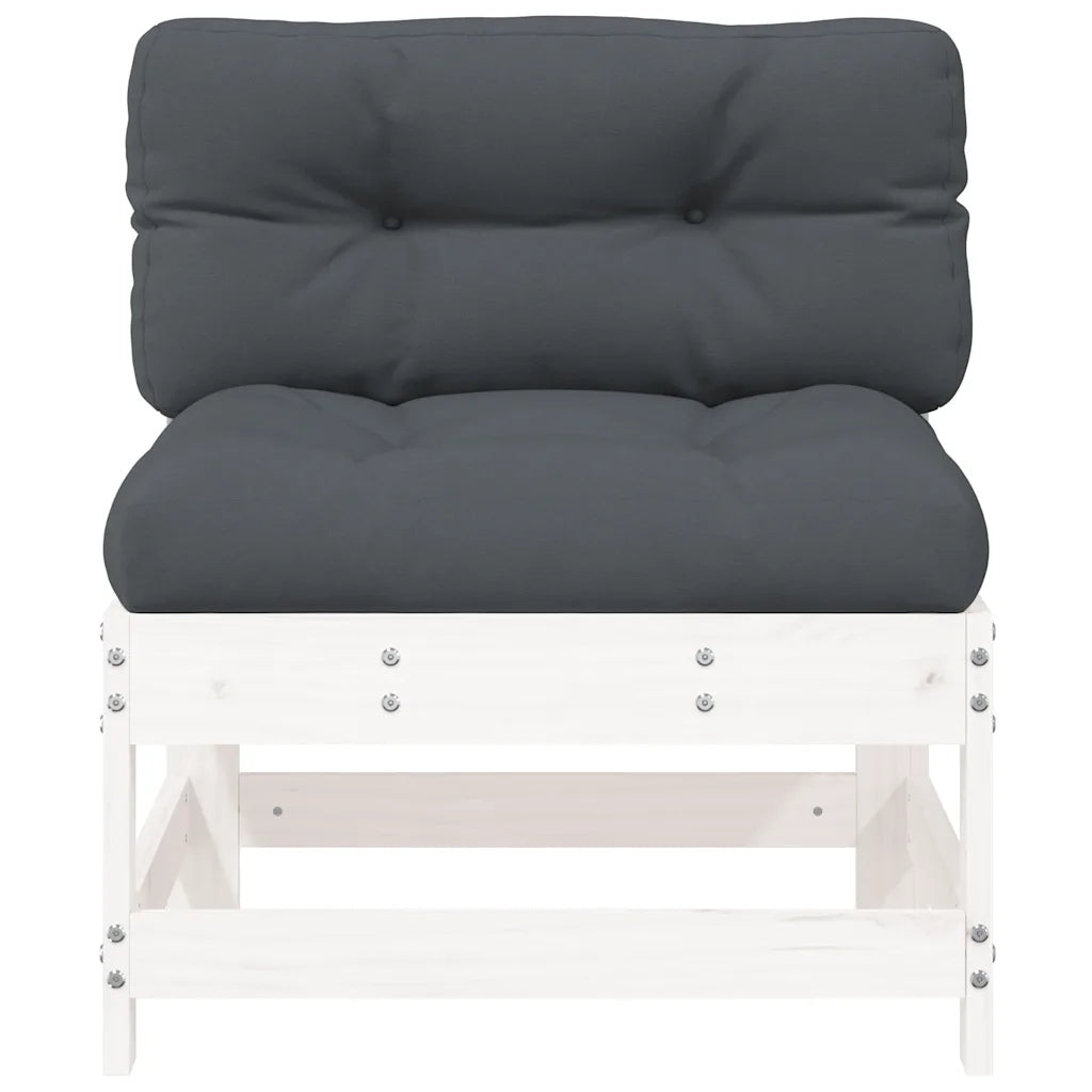 Divano componibile-Divani Centrali con Cuscini 2 pz Legno Massello di Pino Bianco 811232