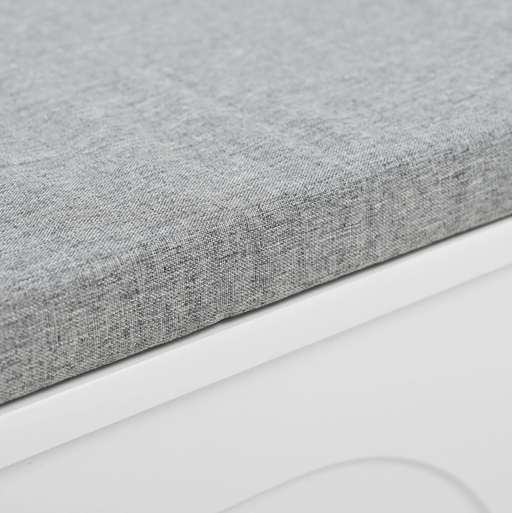 Panca portascarpe da ingresso con spazio contenitore; 121x35x49 cm; bianco