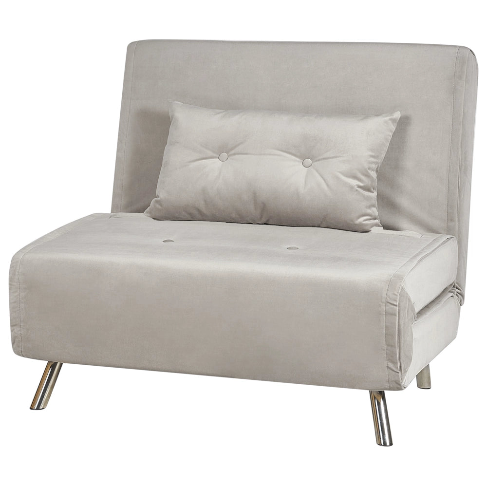 Divano letto di colore grigio chiaro velluto imbottito poltrona letto singolo pieghevole soggiorno