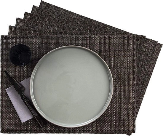 Set di 6 mattonelle da tavola in PVC - dimensioni 33 x 45 cm - resistente al calore e antiscivolo - lavabile e idrorepellente - beige marrone