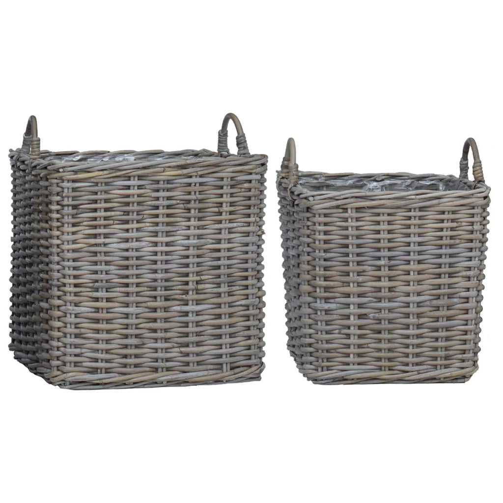 Cestino per Piante con archiviazione 2 pcs Grigio Rattan Lacak 42020969