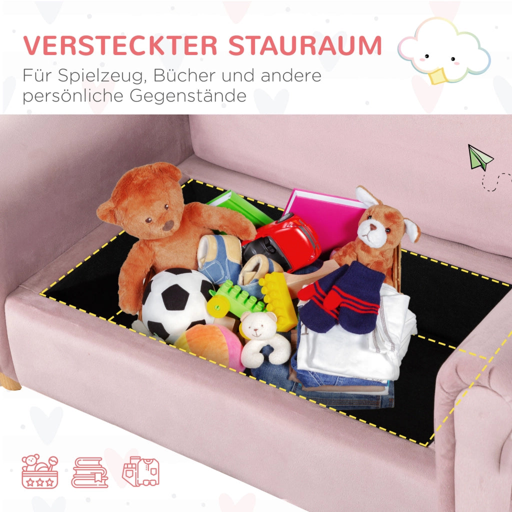 Divanetto bambini con cassetti ¨C Zephmum ¨C 84x41,5x48,5 cm rosa
