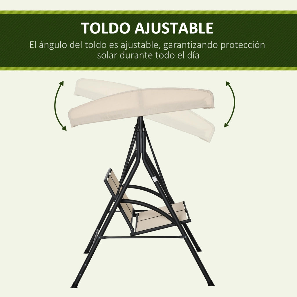 Altalena da Giardino 2 Posti con Tetto ¨C zephmum ¨C Beige 140x118x162 cm