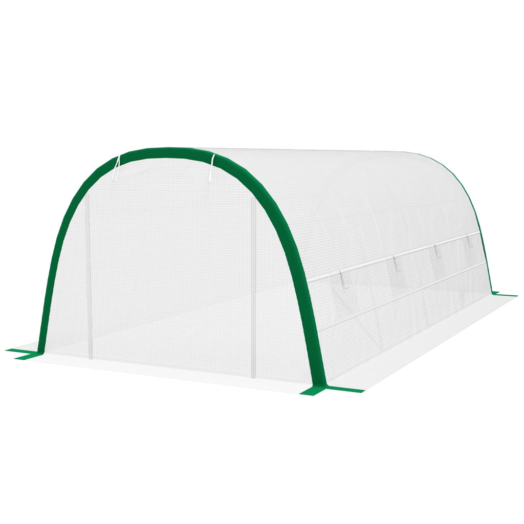 Serra Tunnel 6x3x2 m ¨C Minimal ¨C Bianco Acciaio Galvanizzato 8 Finestre Rete