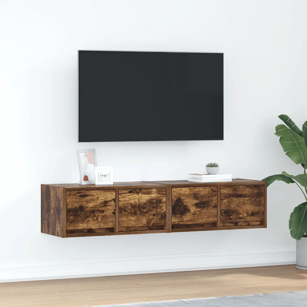 Mobili TV 2 pz Rovere Fumo 60x31x25,5 cm Legno Multistrato 861499