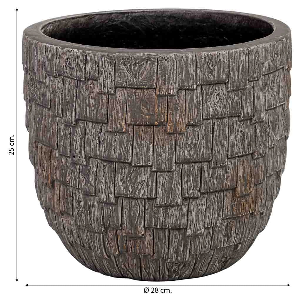 Vaso in fibra di vetro marrone 28x28x25 cm