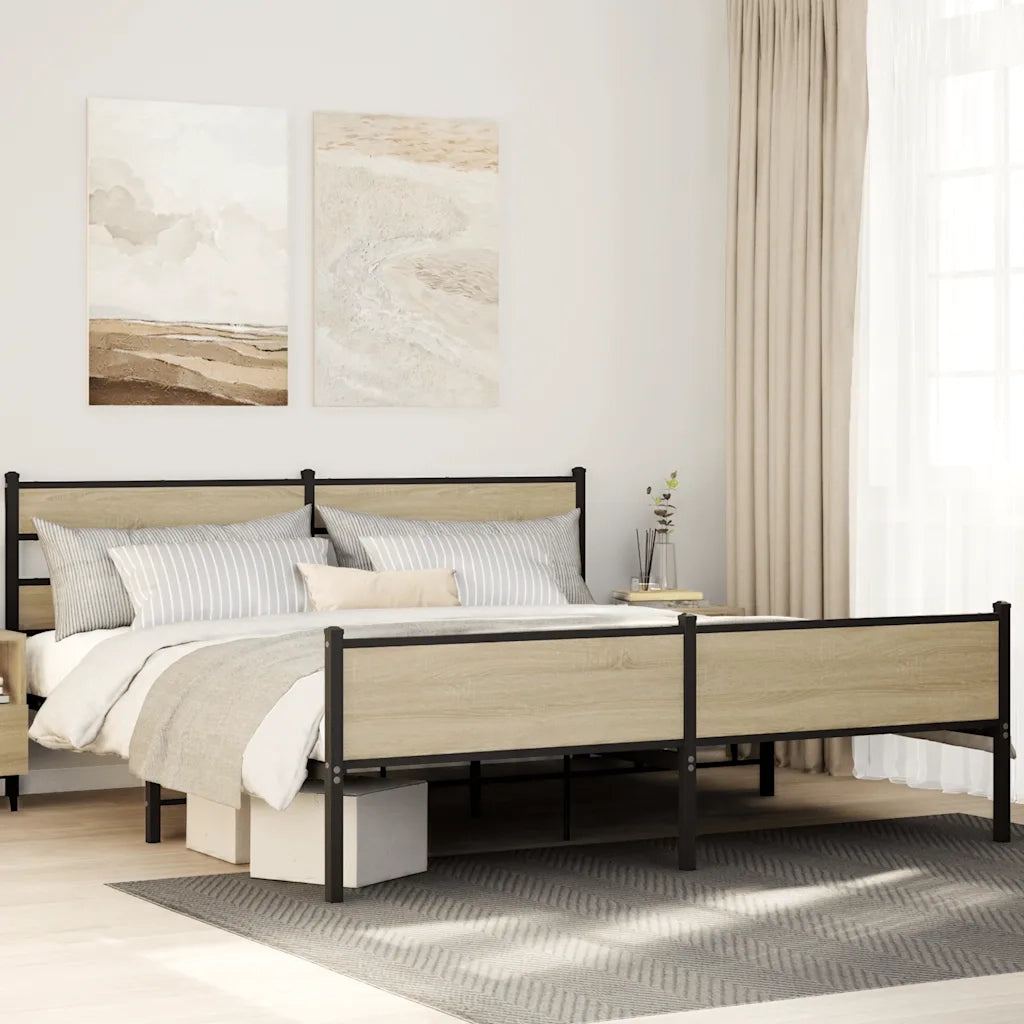 Giroletto senza Materaso in Metallo Rovere Sonoma 200x200 cm