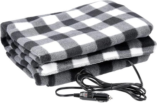 Deken di riscaldamento - 12V elettrico per auto, camion, SUV o RV - accessori di campeggio estivo portatile (griglia nera)