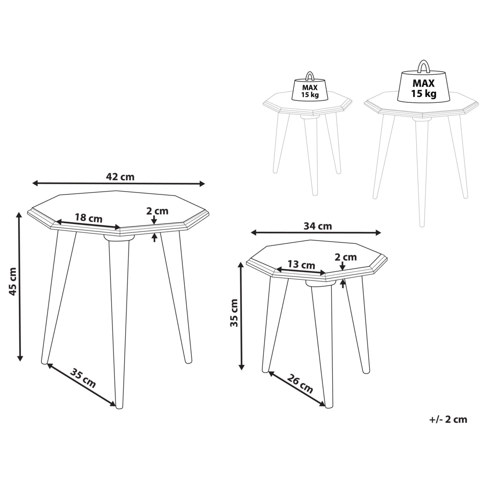 Set di 2 tavolini da caffè in legno di mango di colore azzurro stile classico retrò soggiorno salotto