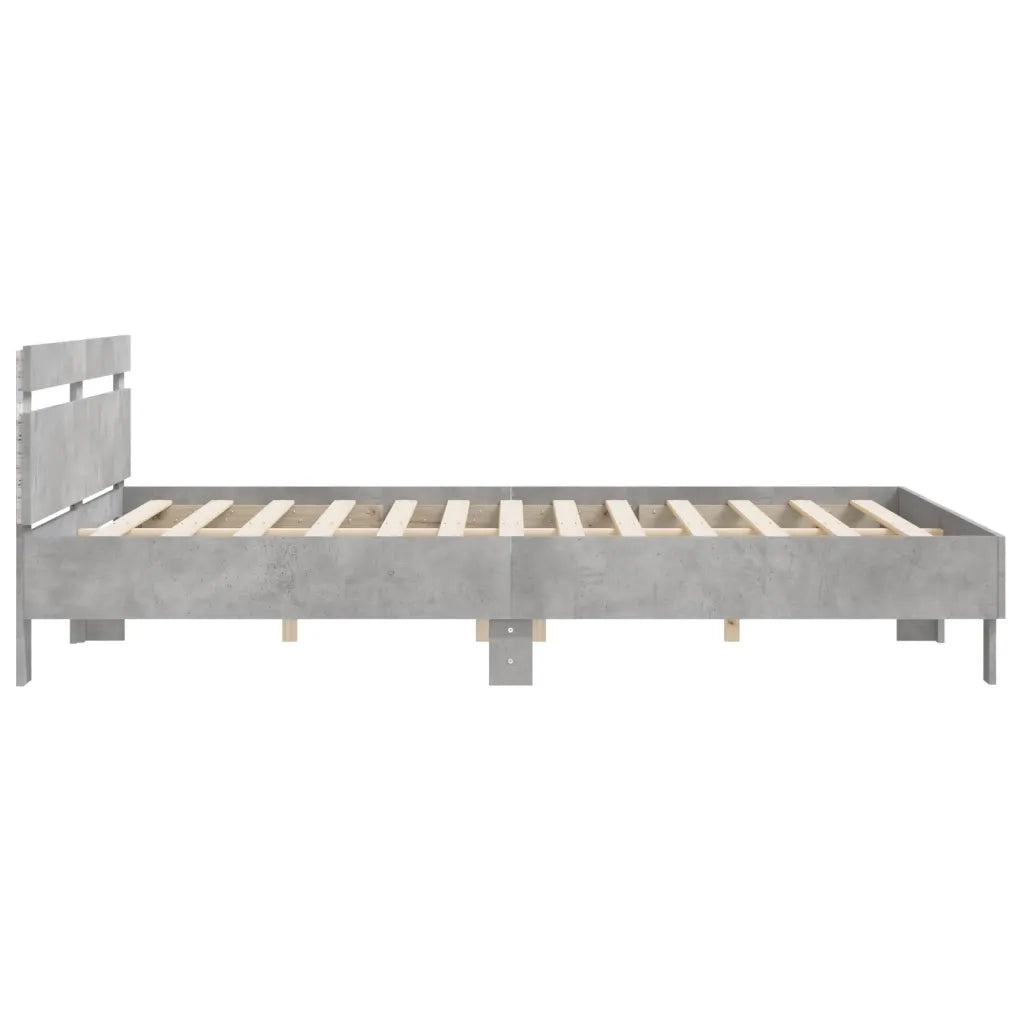 Giroletto con Testiera e LED-Struttura Letto con testiera Grigio Cemento 200x200 cm 816205