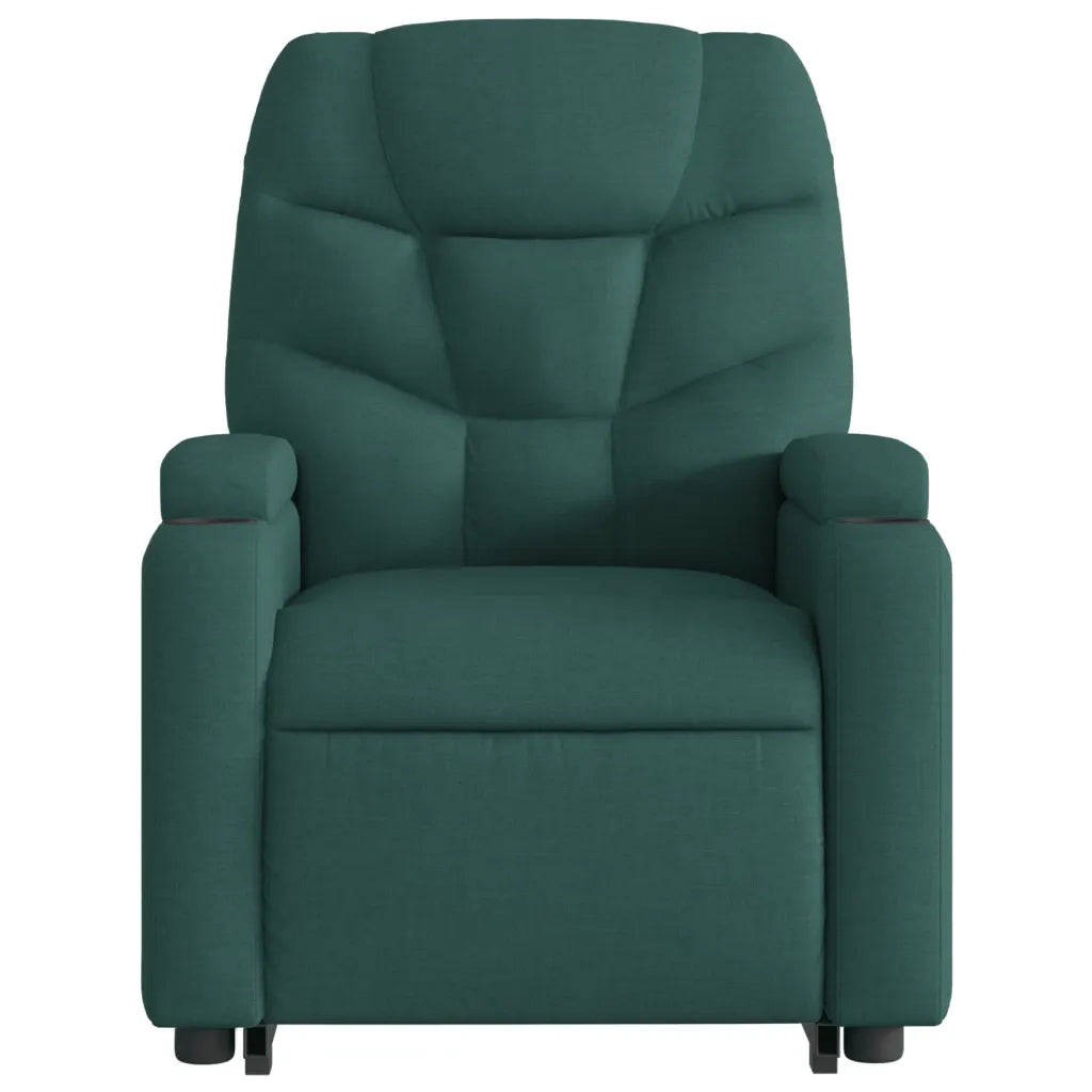 Poltrona Alzapersona Massaggiante | Sedia Relax Verde Scuro in Tessuto