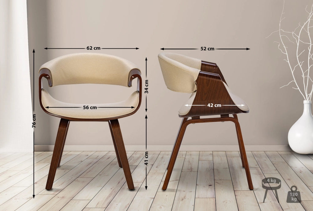 Sedia da pranzo Foley Noce/crema,Tessuto