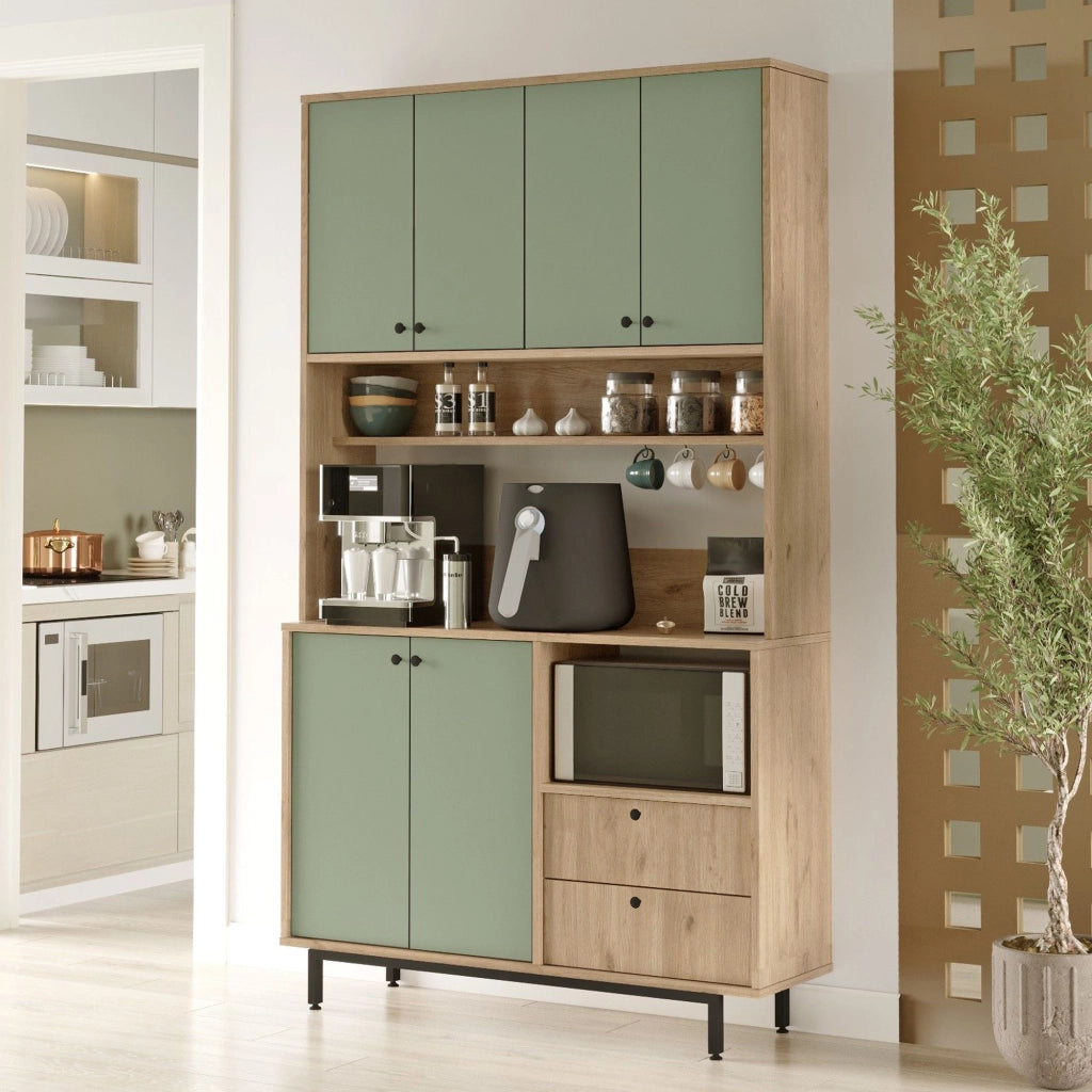 Madia Pianella, Credenza 2 Cassetti, 120x36x205h cm Verde