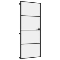 Porta Interni Sottile Nera 83x201,5cm Vetro Temperato Alluminio 155119