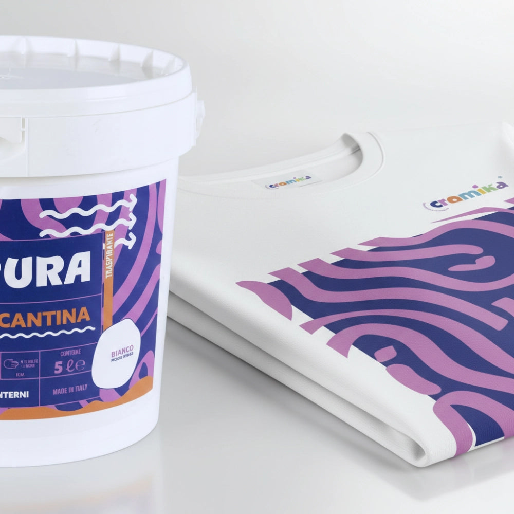 Kit garage e cantina pittura murale traspirante e t-shirt cromika waves *** misura large - l, confezione 1
