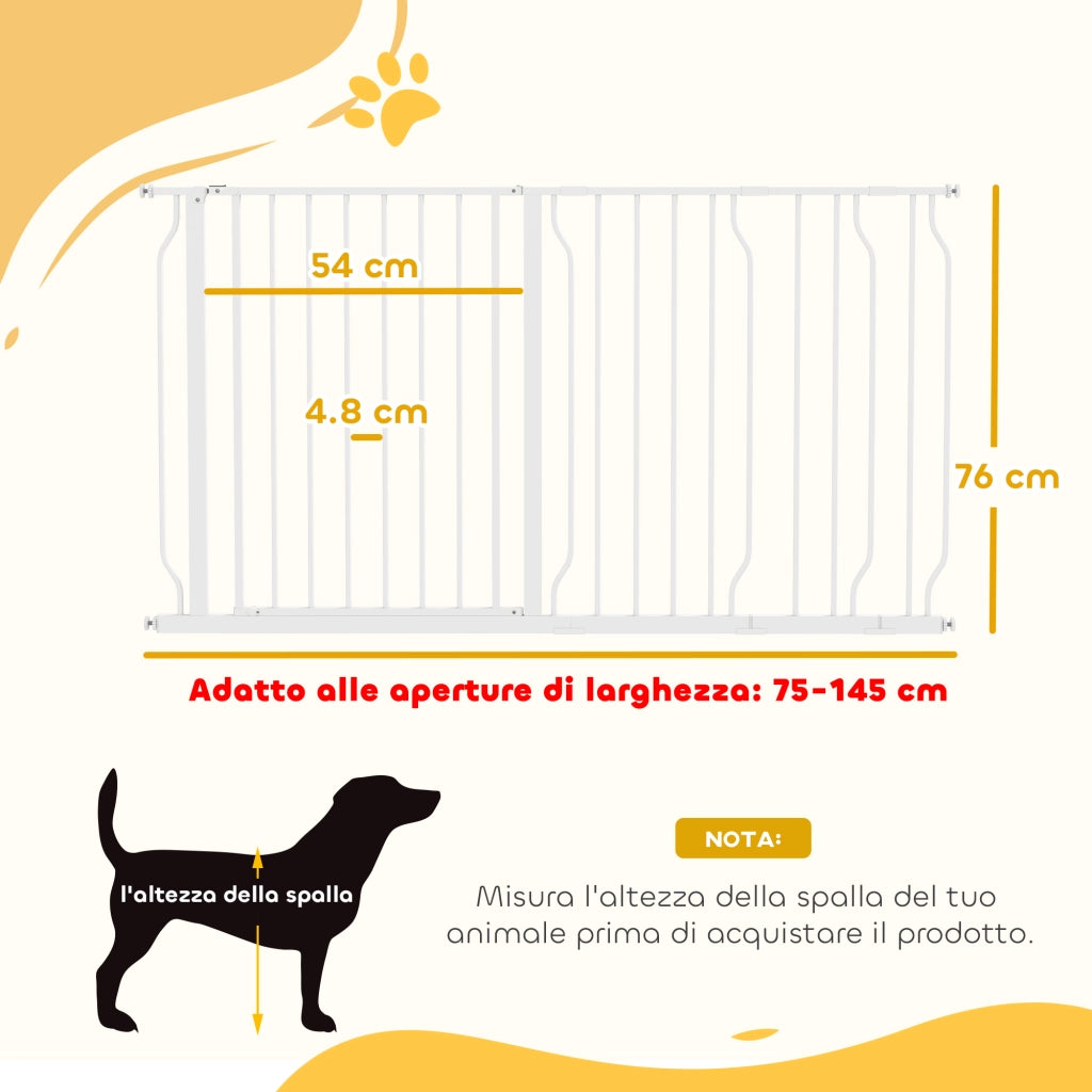 Cancelletto Sicurezza per Cani Estensibile ¨C Minimal ¨C Bianco 75-145 cm