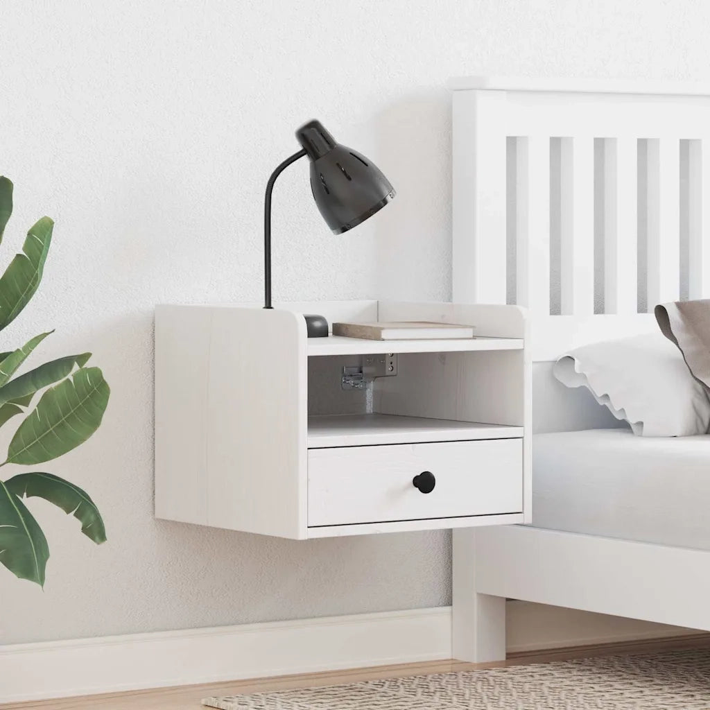 Comodino 2 pcs Bianco 38 x 36 x 29,5 cm Legno di pino massello 873514