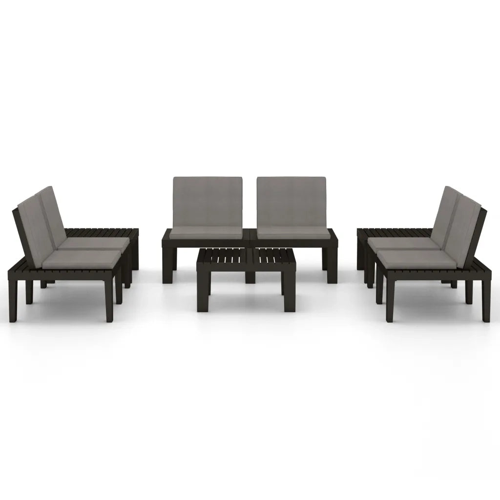 Set Divani da Giardino con Cuscini 6 pz in Plastica Grigio 3059834