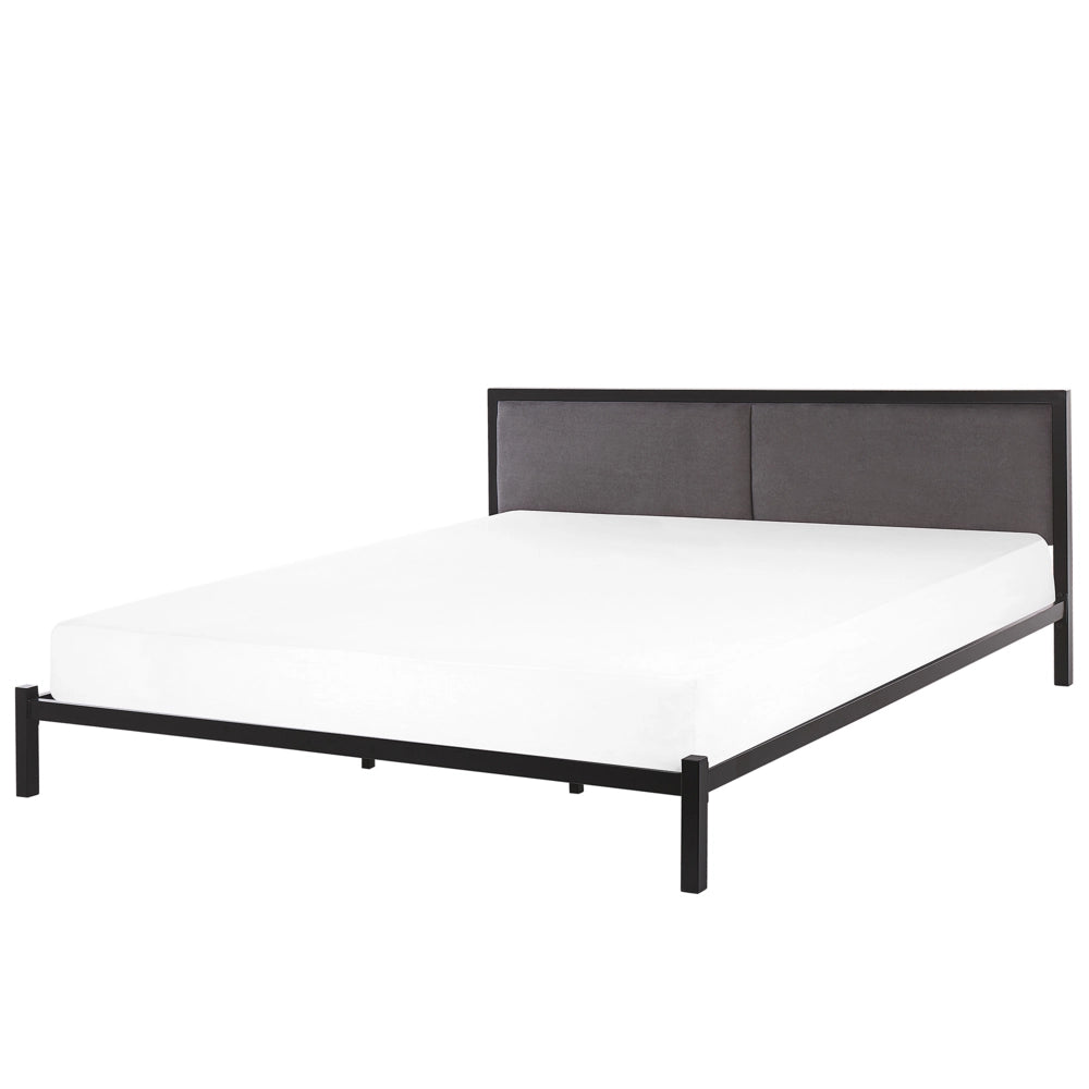 Struttura del letto in metallo Nero e Grigio 180 x 200 cm imbottita a doghe minimalista