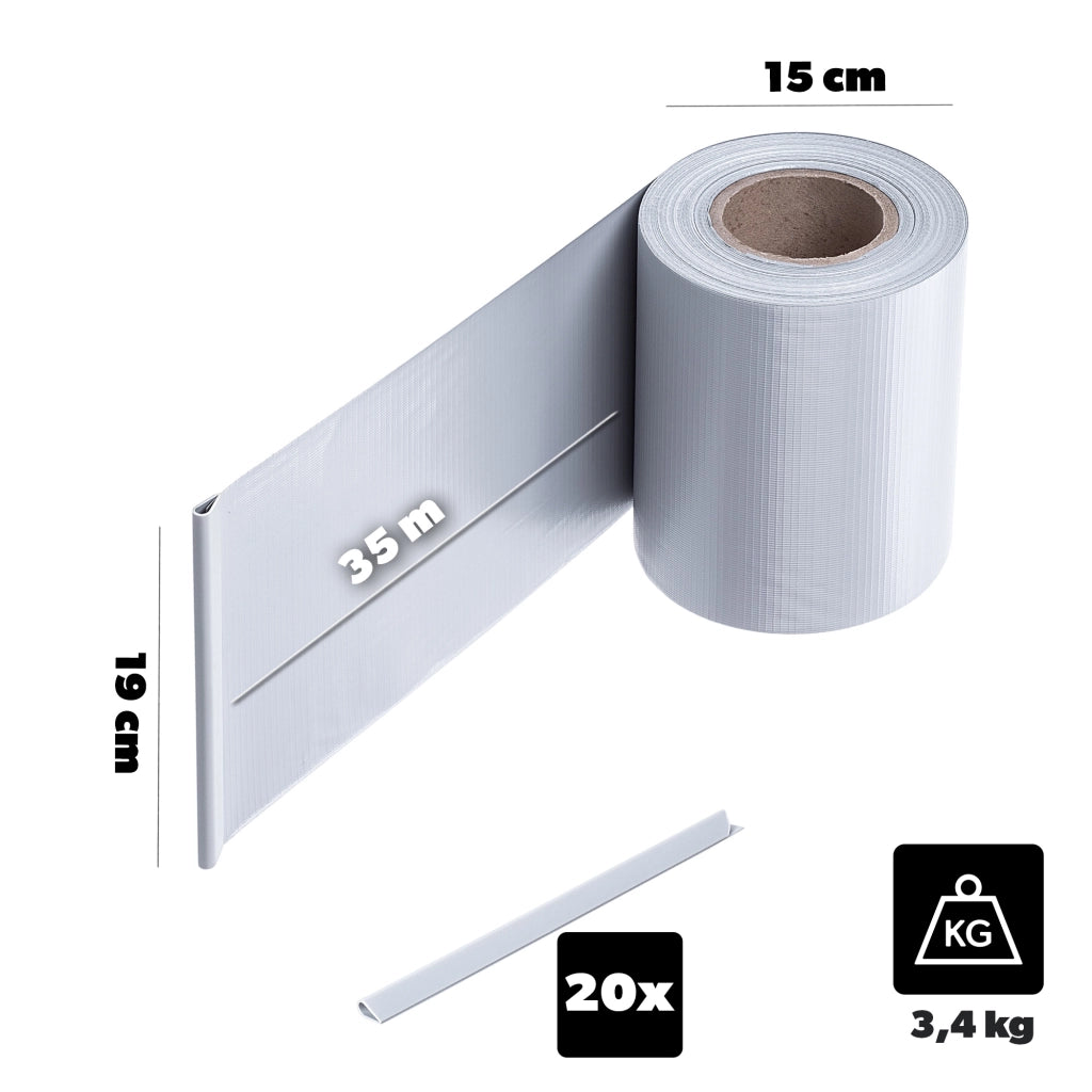 Nastro di protezione KADAX per pannelli di recinzione, recinzione, protezione UV, 20 clip, 19x35 m