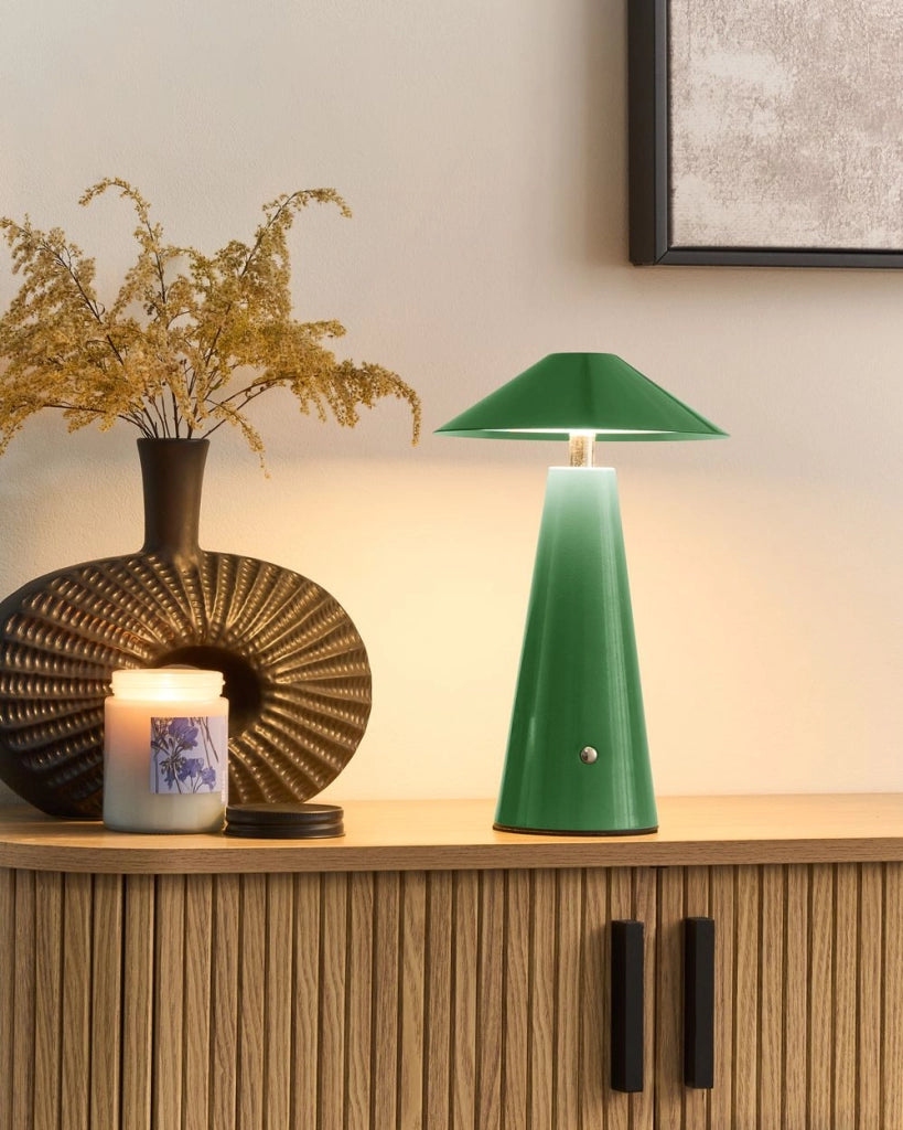 Lampada da tavolo verde a LED senza fili in ferro per interni Fungo moderno minimalista