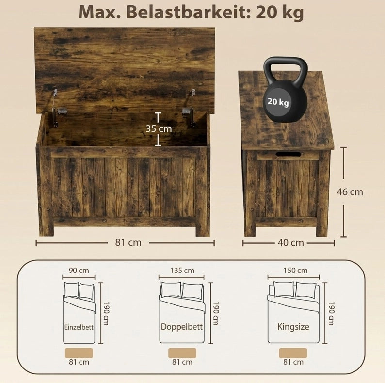 BAULE Contenitore con Coperchio 81x40x46 cm MDF Marrone Rustico