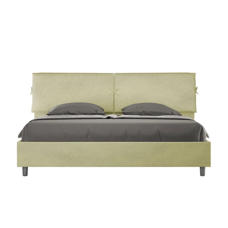 Letto imbottito Matrimoniale 180x210 cm Mados - Con rete,Microfibra,Tè verde