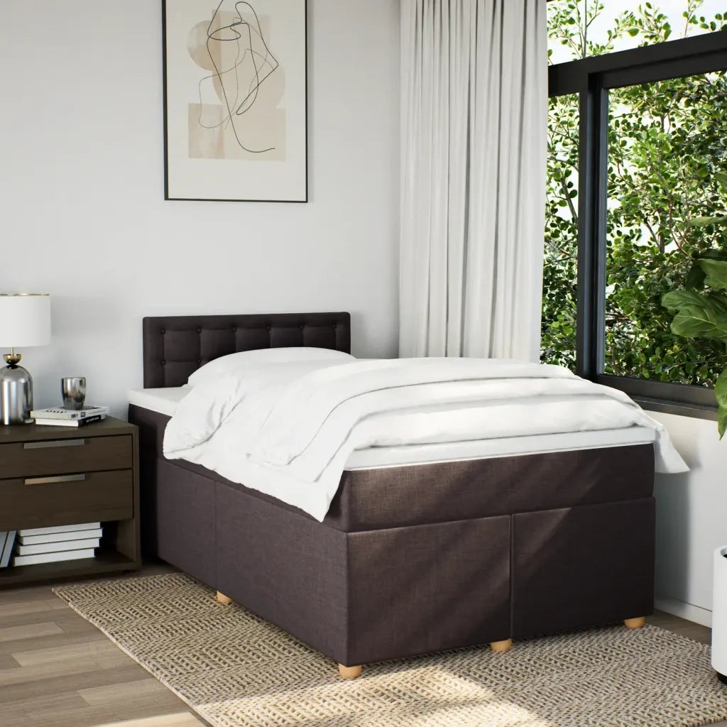 Giroletto a Molle con Materasso Marrone Scuro 120x190cm Tessuto