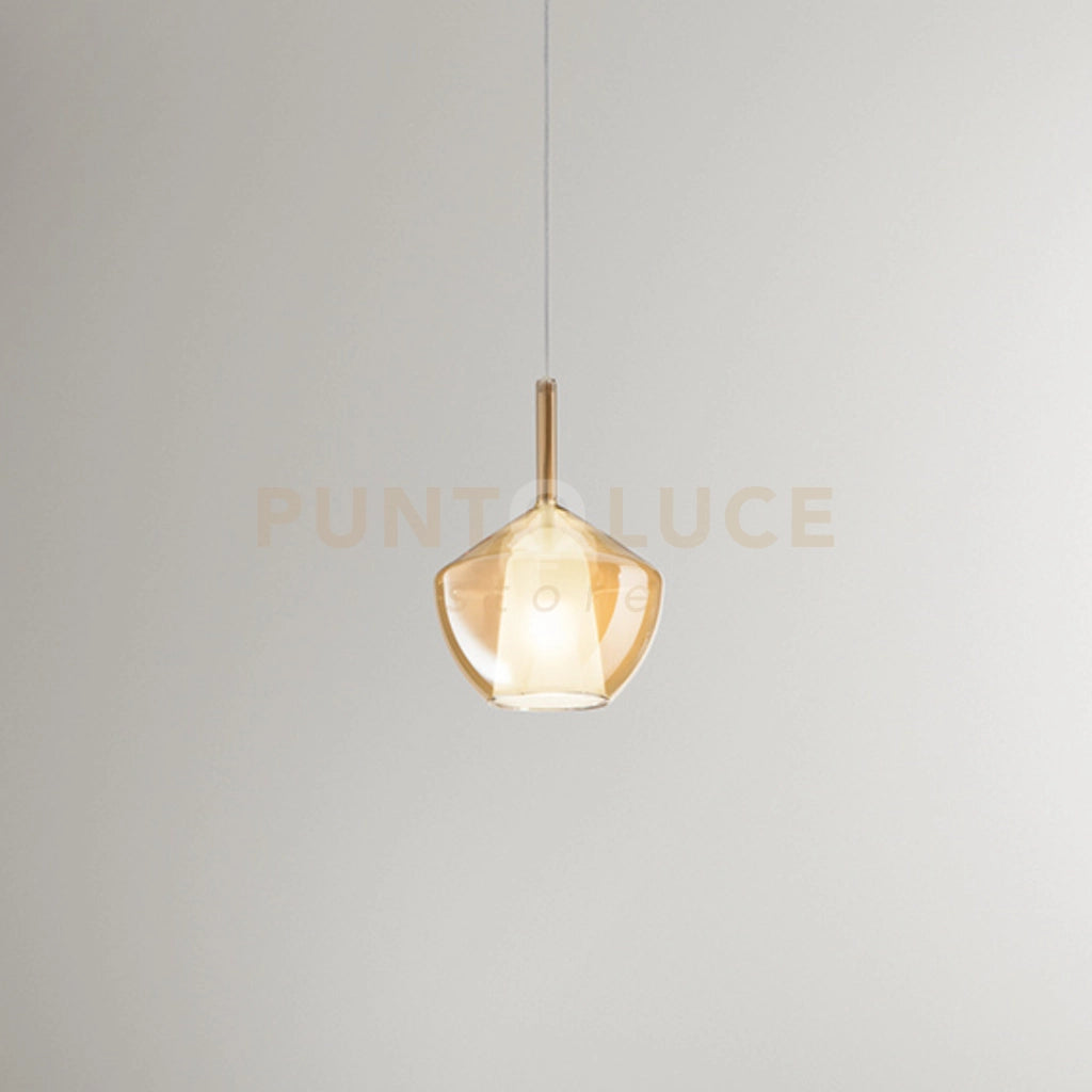 Vetro 1 luce E27  Ambra Trasparente d.20cm rosone acquistabile separatamente