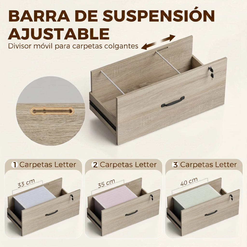 Cassettiera con scaffale 2 cassetti ¨C Zephmum ¨C Rovere