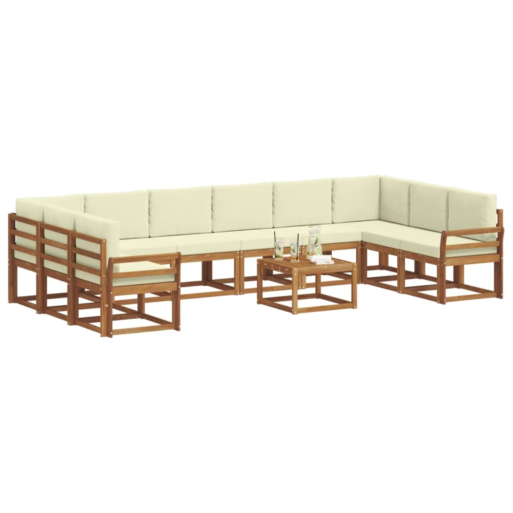 Set di divani da esterno con cuscino 11 pcs Naturale e Crema 3367088