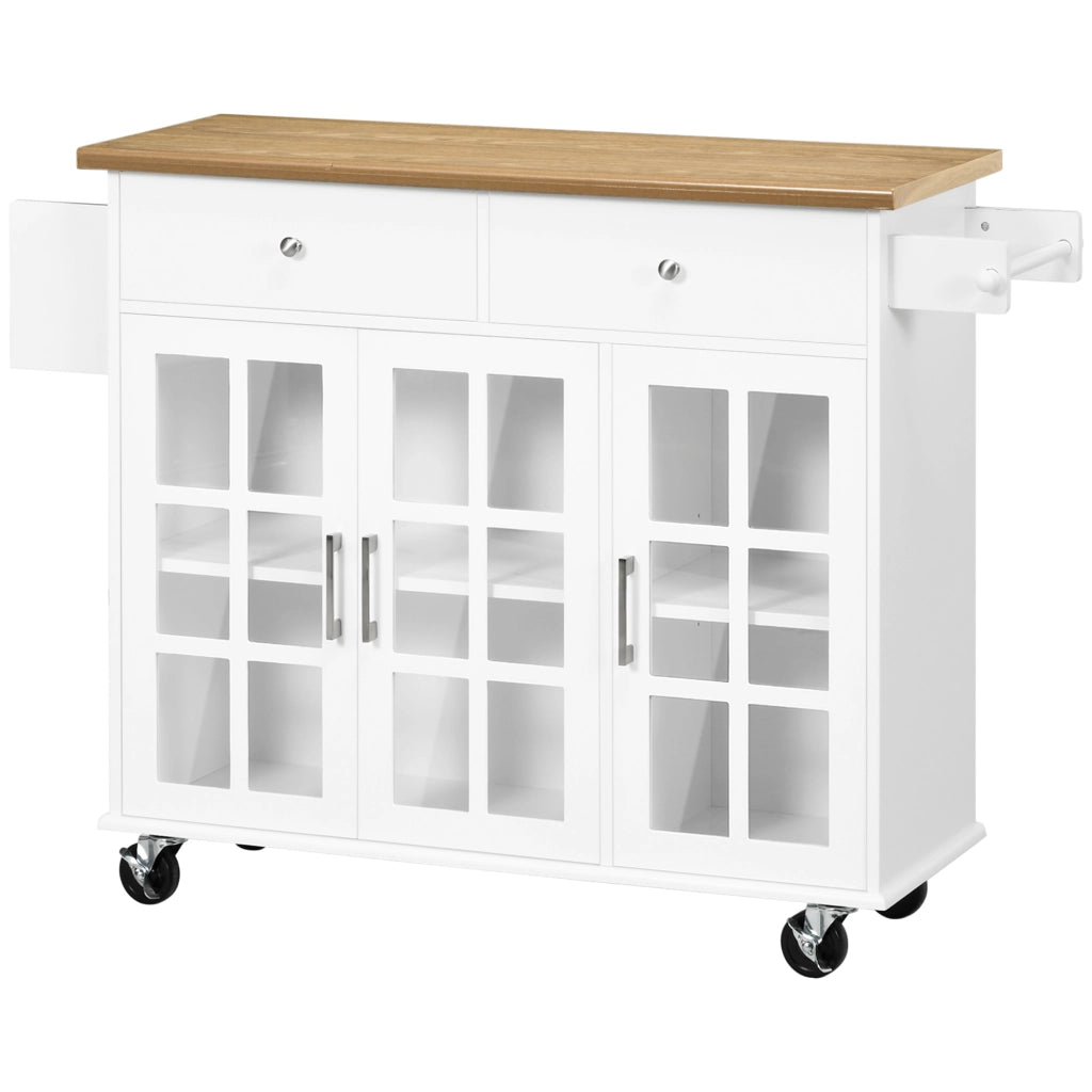 Isola Cucina con Carrello ¨C zephmum ¨C Bianco 124.5x39.5x90 cm