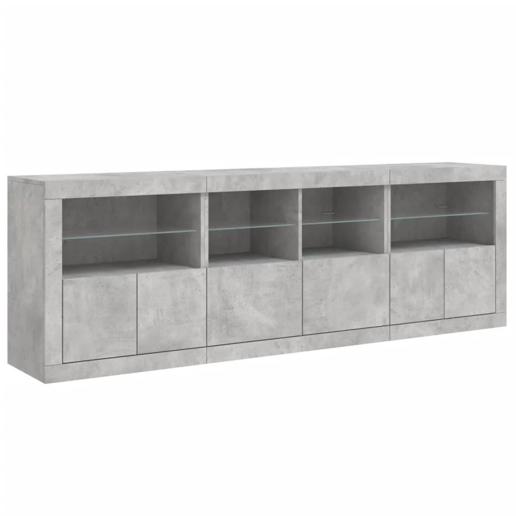 Buffet credenza cassettiera armadio mobile contenitore organizer per cucina soggiorno salotto con luci LED 202 x 37 x 67 cm grigio 02_0029991