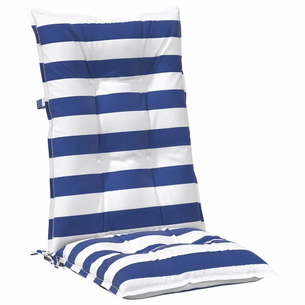 Cuscino da Esterno 6 pcs Blu e Bianco 120 x 50 x 7 cm Tessuto 42040529