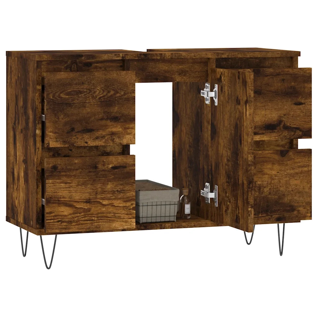 Armadietto Bagno Rovere Fumo 80x33x60 cm in Legno Multistratocod mxl 104905