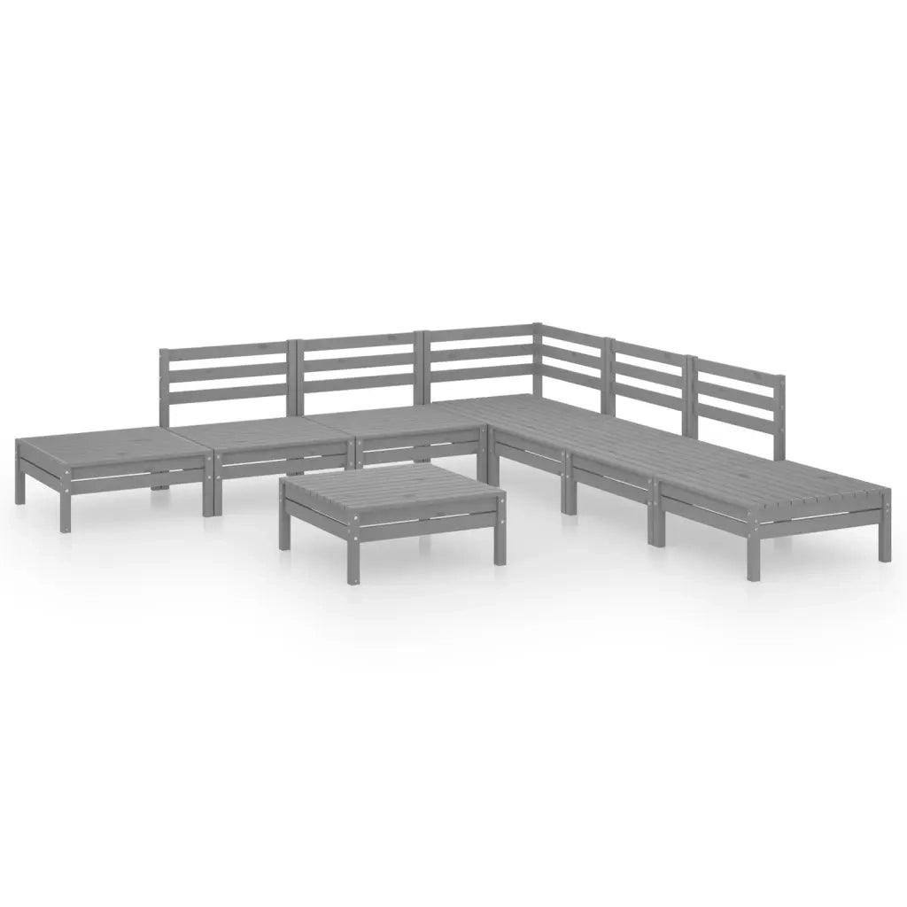 Set Divani da Giardino 8 pz in Legno Massello di Pino Grigio cod mxl 36540