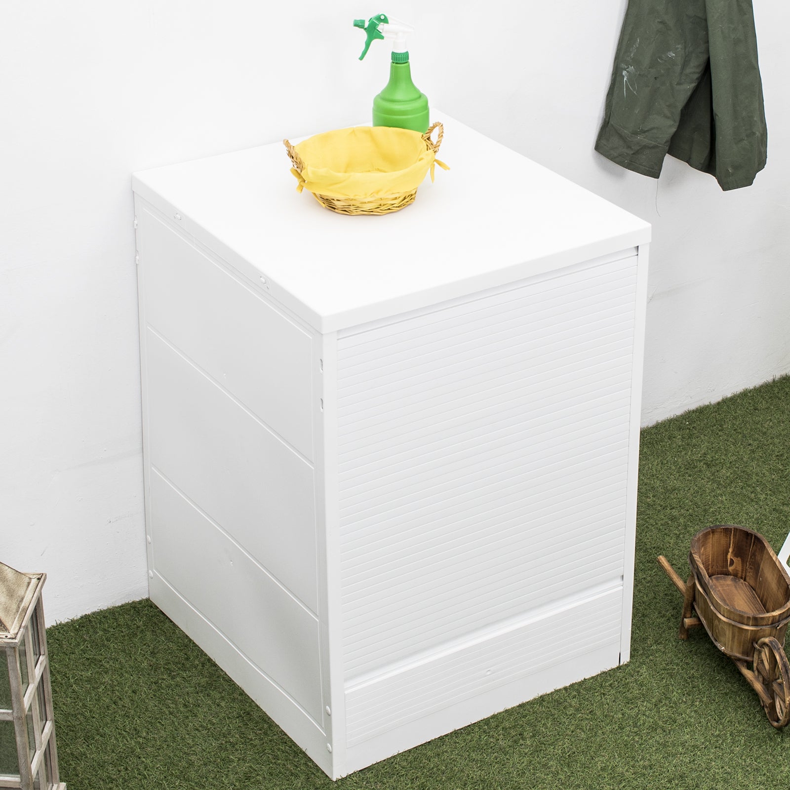 Coprilavatrice con serranda verticale bianco