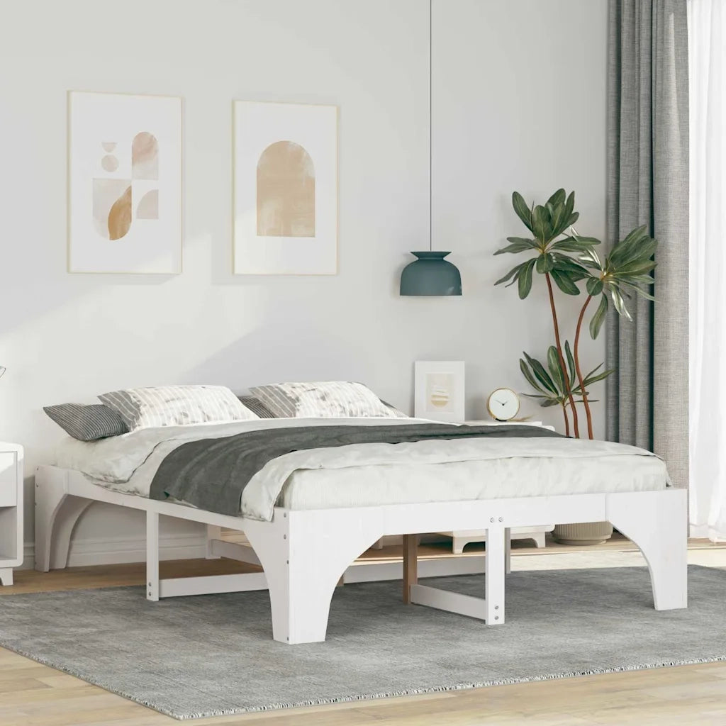 Struttura del letto Bianco 160 x 200 cm Pino massello 872981