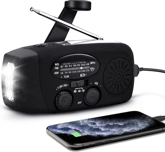 Radio a Batteria Solare Opwindabile - Radio a Batteria Solare Opwindabile - Radio Opwindabile - Powerbank Energie Solare