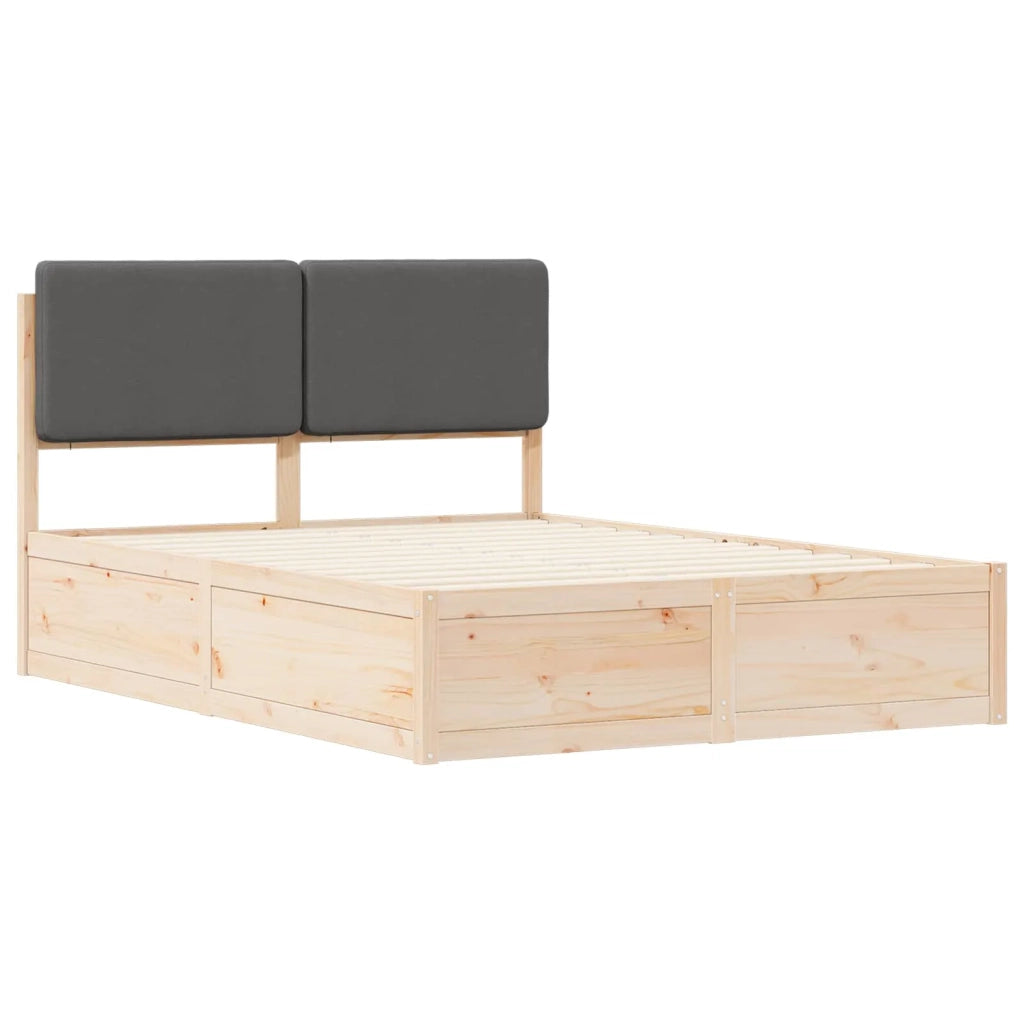 Letto con Testiera Rivestita Grigio scuro 135 x 190 cm