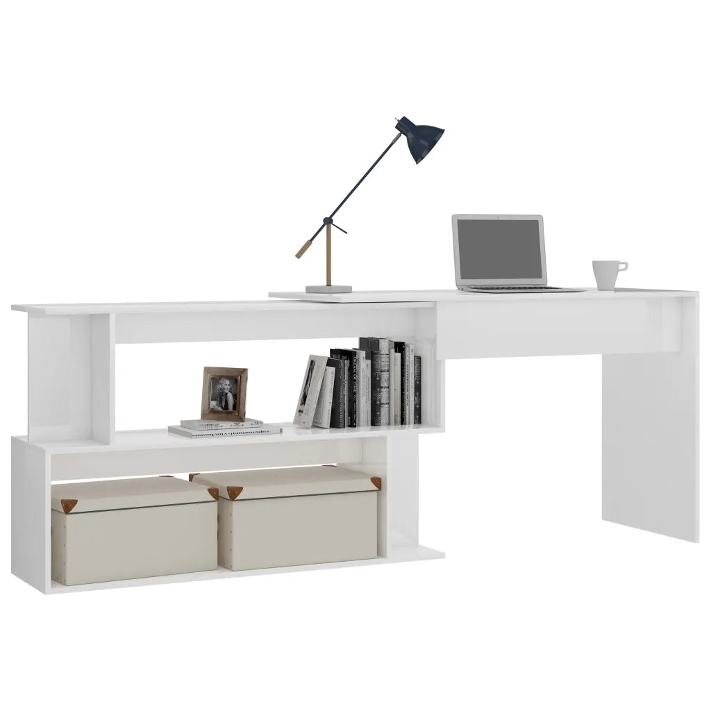 Scrivania ad Angolo Bianco Lucido 200x50x76 cm in Truciolare cod mxl 67787