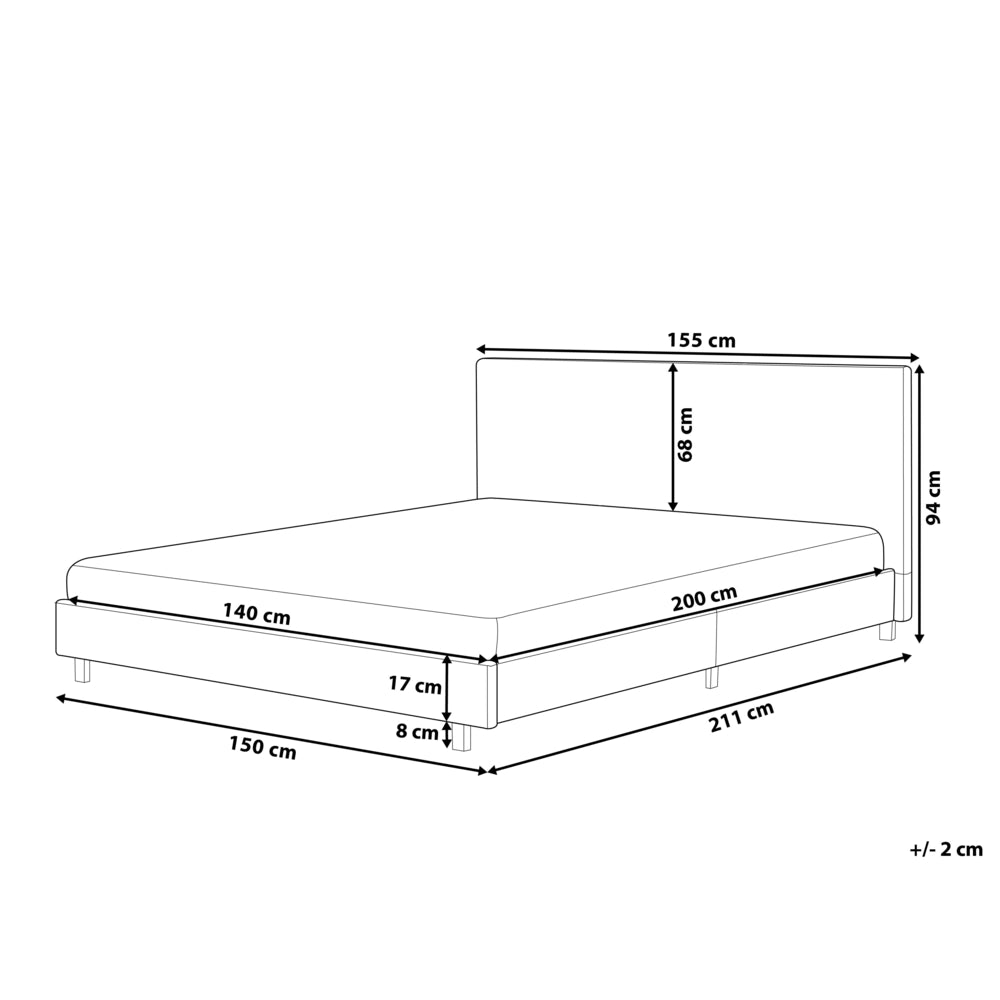 Letto matrimoniale imbottito bouclé 140 x 200 cm con rete e testata beige