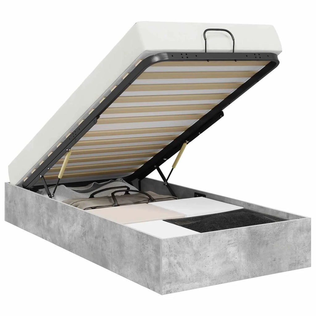 Letto ottomano con archiviazione Grigio Cemento 75,5 x 190 cm 3409304
