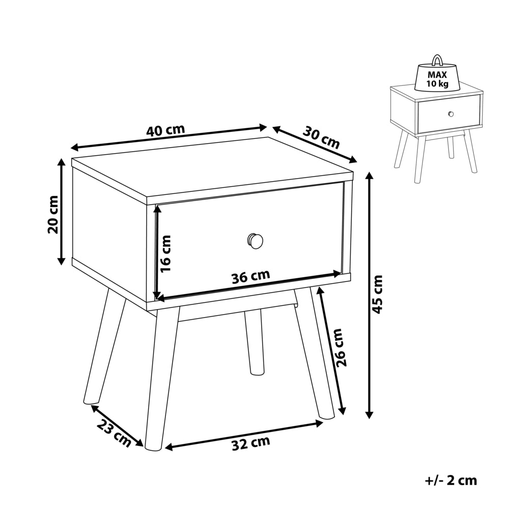 Comodino in legno chiaro con 1 cassetto grigio in legno prodotto dal design scandinavo