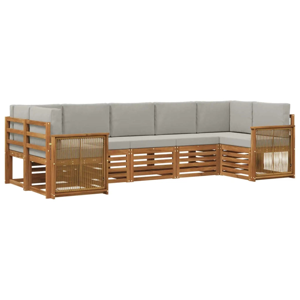 Set di divani da esterno 6 pz Naturale e Grigio Chiaro 3384807